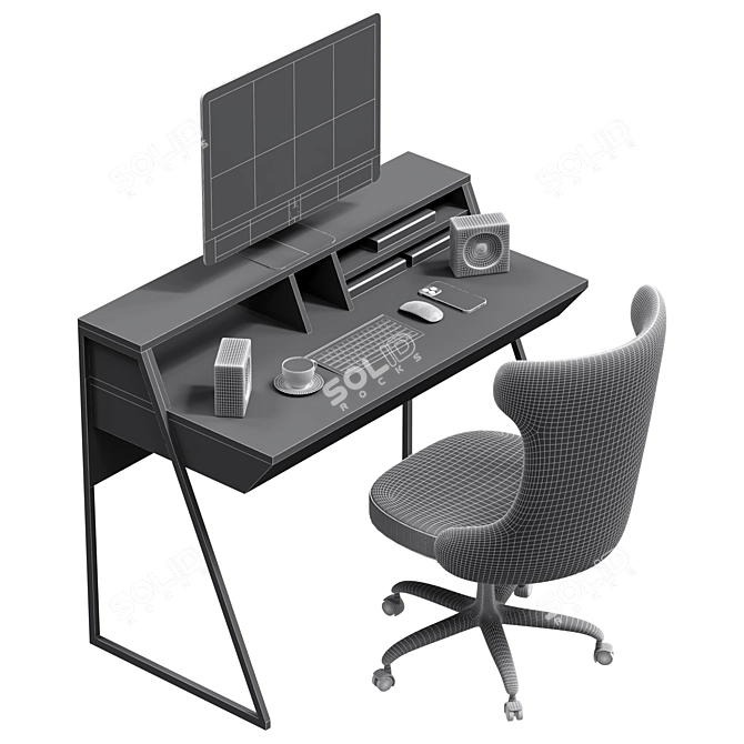 Modern Space-Saving Office Desk 3D model image 5