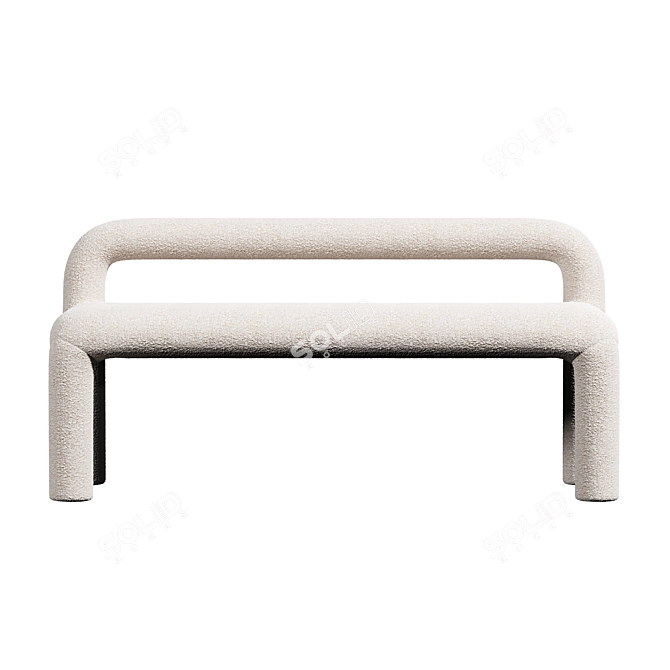 Modern Low-Back Dining Bench 3D model image 2