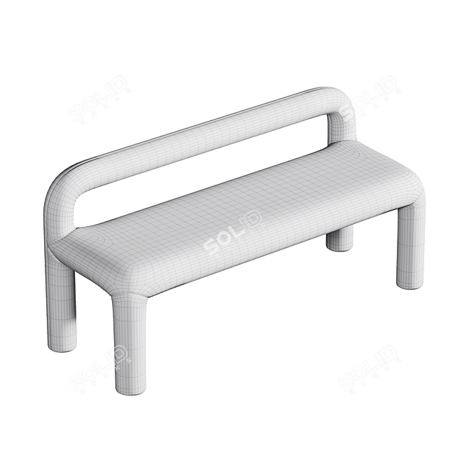 Modern Low-Back Dining Bench 3D model image 4