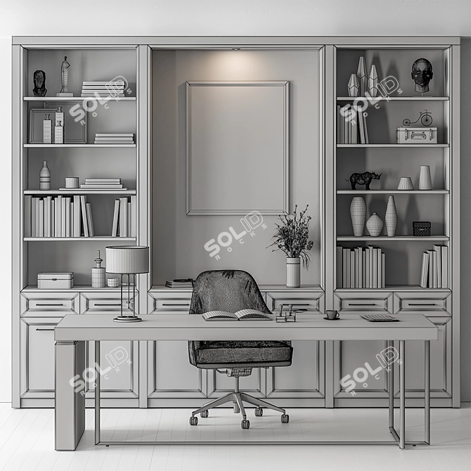 Executive Boss Desk- Office Solution 3D model image 4