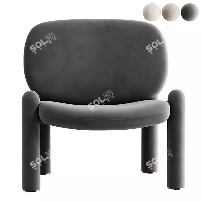 Stylish Fabric Armchair Design 3D model image 4