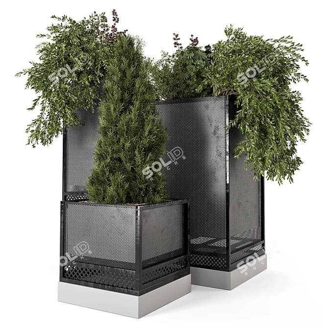 Rusty Concrete Pot Outdoor Planter 3D model image 1