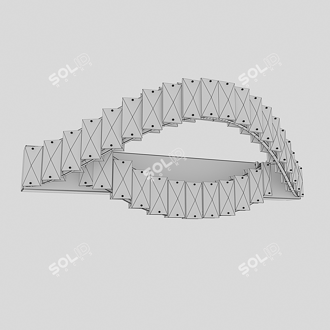 Golden Metal LED Wall Light 3D model image 2