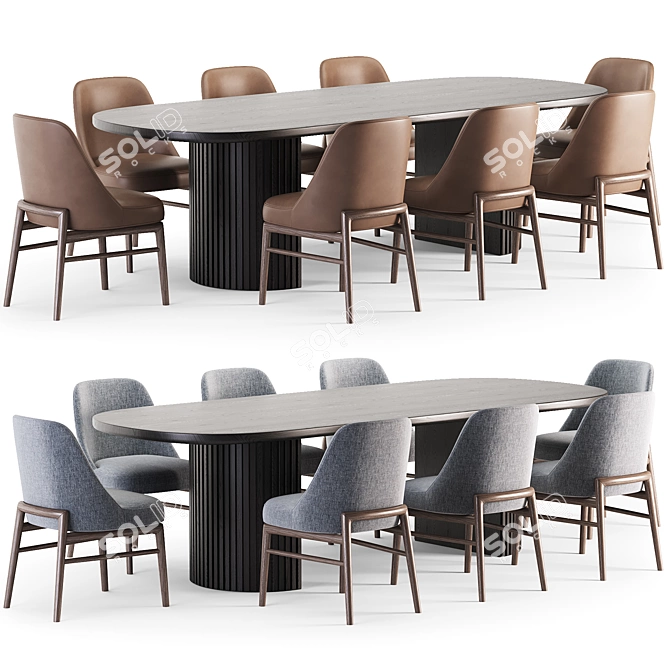 Trendy Dining Set 3D Model 3D model image 1