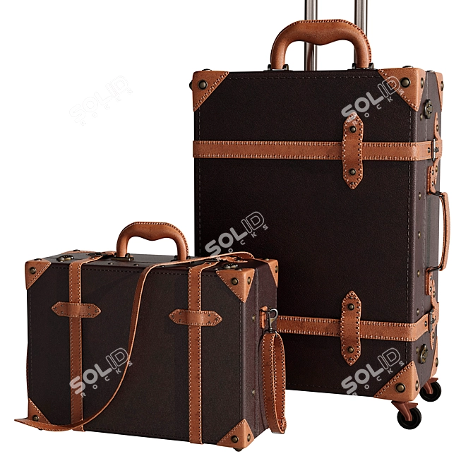 Modern Baggage Set 3D Model 3D model image 2