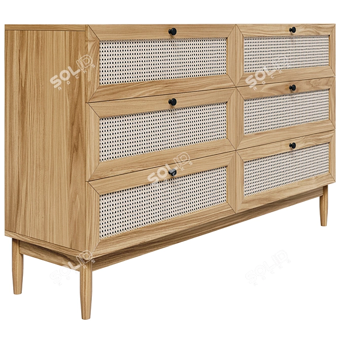 Elegant Wooden Chest of Drawers 3D model image 1