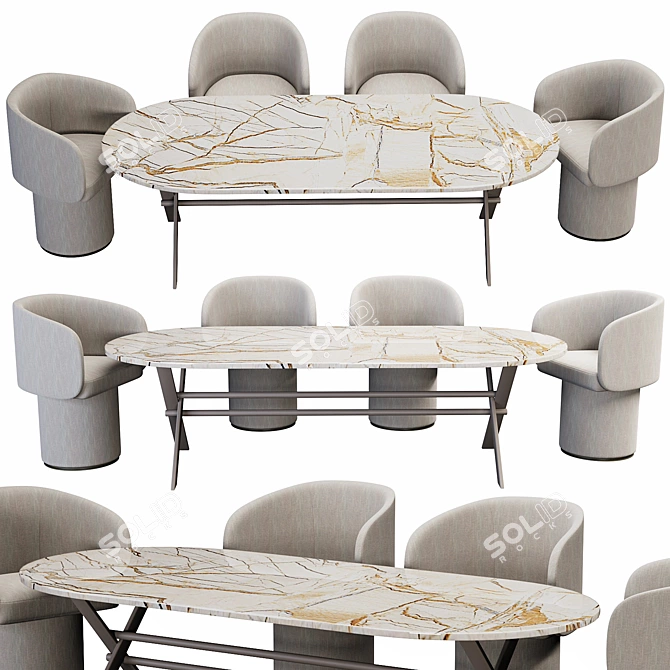 Modern Italian Sofa Set Furniture 3D model image 3