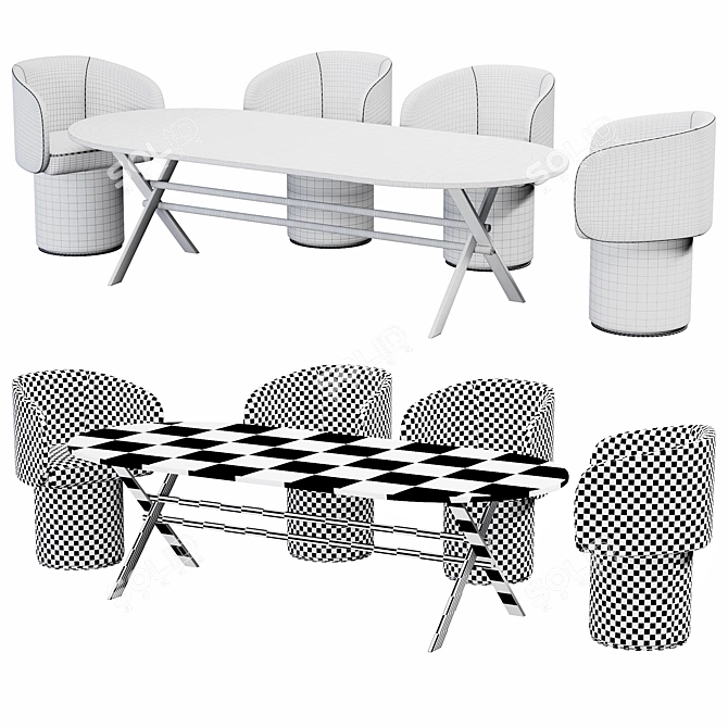 Modern Italian Sofa Set Furniture 3D model image 4