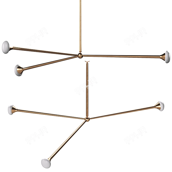 Elegant Phoebe Brass Chandelier 3D model image 1