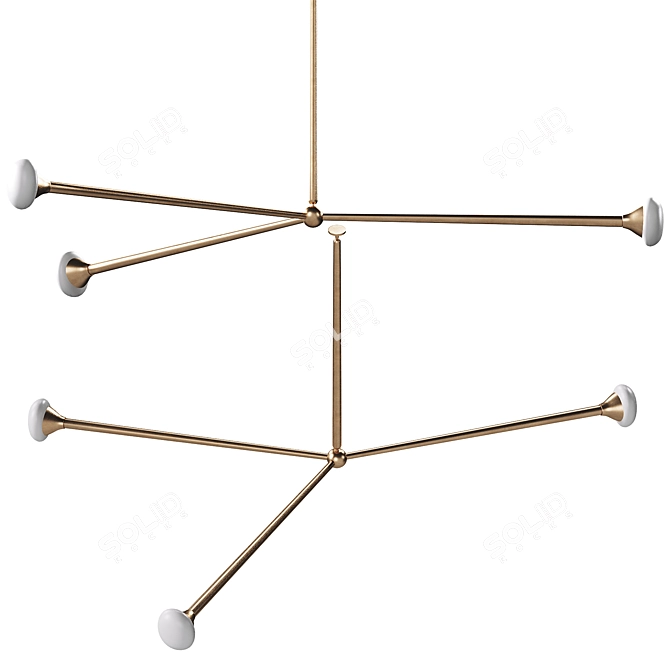 Elegant Phoebe Brass Chandelier 3D model image 4