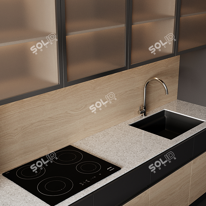 Modular Kitchen: Millimeter Dimensions 3D model image 3