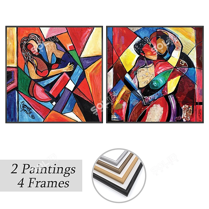 Artwork Set with Multiple Frames 3D model image 1