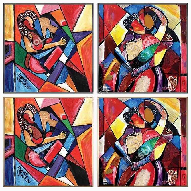 Artwork Set with Multiple Frames 3D model image 2