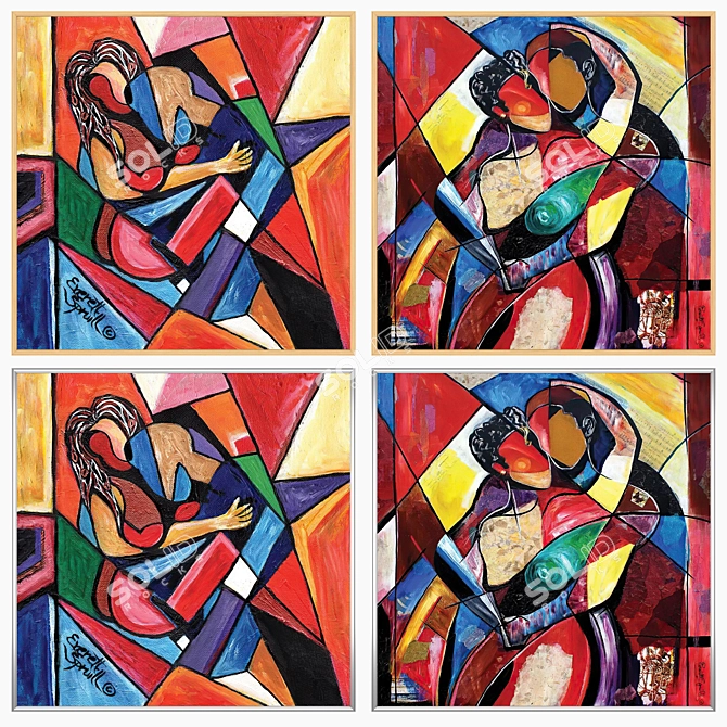 Artwork Set with Multiple Frames 3D model image 3