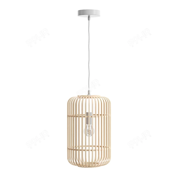 Bamboo Wood Pendant Light Fixture 3D model image 2
