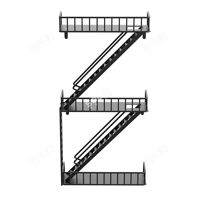 Urban Fire Escape Wall Shelf 3D model image 3