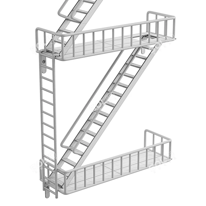 Urban Fire Escape Wall Shelf 3D model image 6