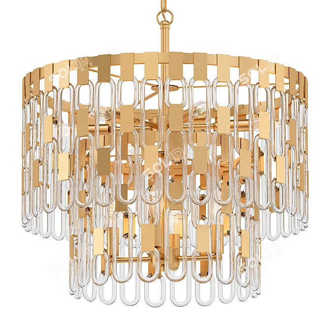 Modern Blockchain 6-Light Chandelier 3D model image 1