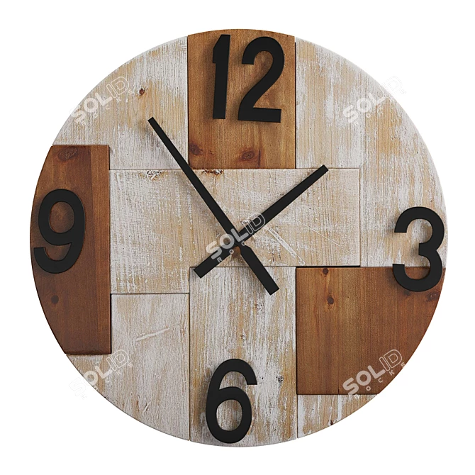 Rustic Light Wood Wall Clock 3D model image 2