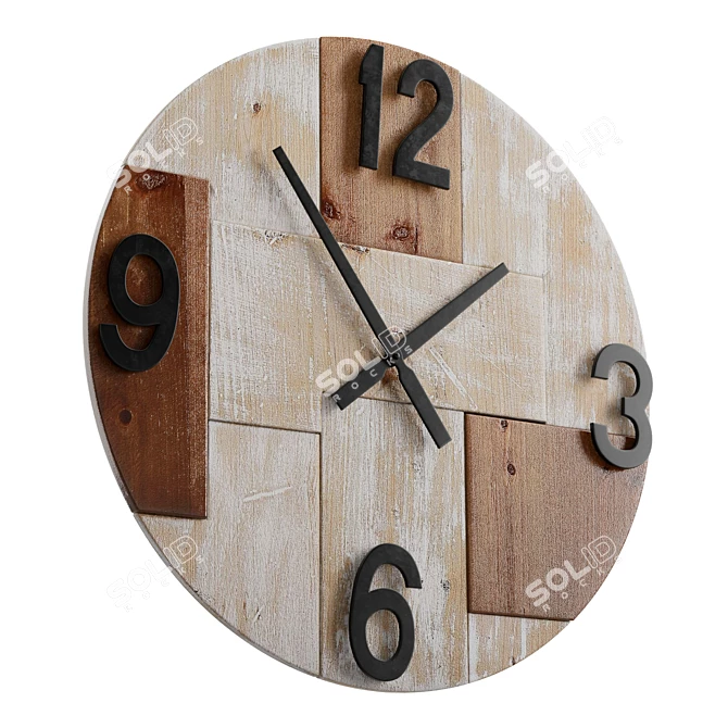 Rustic Light Wood Wall Clock 3D model image 5