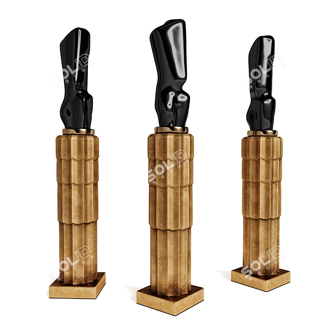 Abstract Art Deco Woman Sculpture 3D model image 1