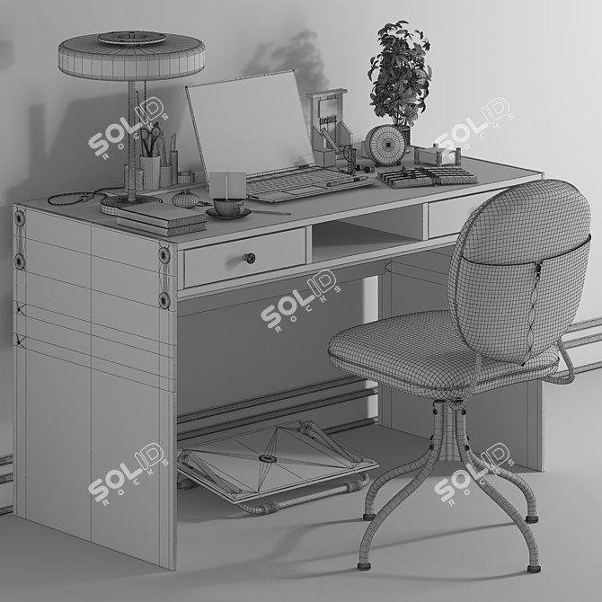 Modern Work-From-Home Essentials 3D model image 6