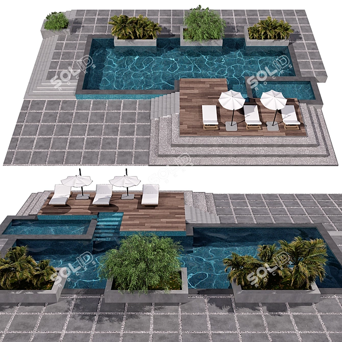 Modern 3D Swimming Pool Model 3D model image 1