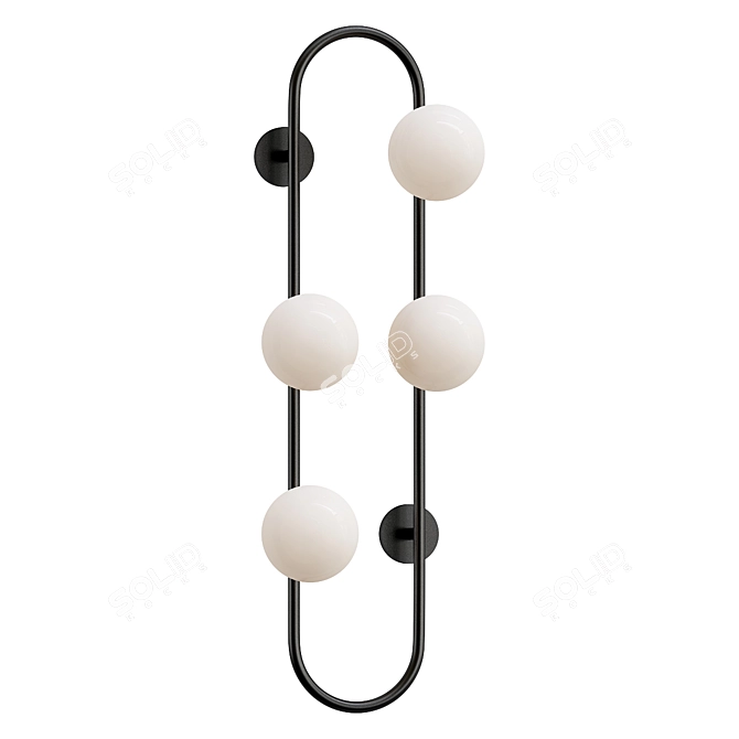 Modern Black Hoop Wall Lamp 3D model image 1