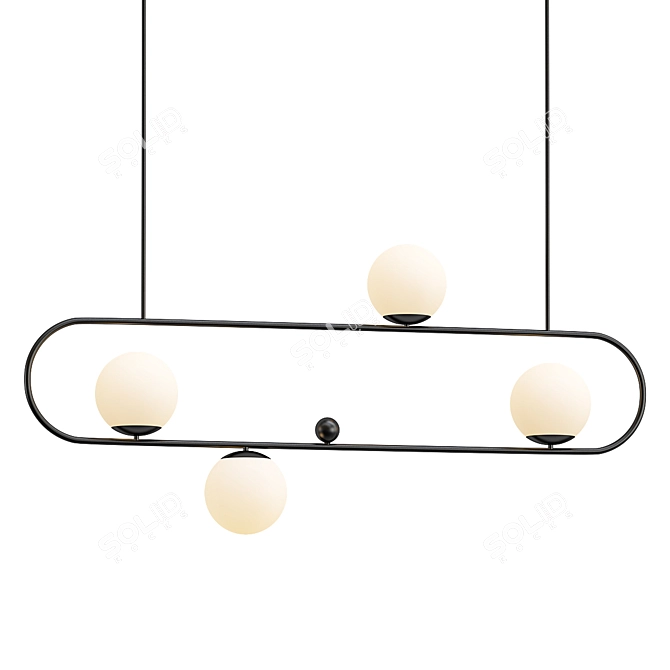 Sleek Black Horizontal Balance Chandelier 3D model image 1