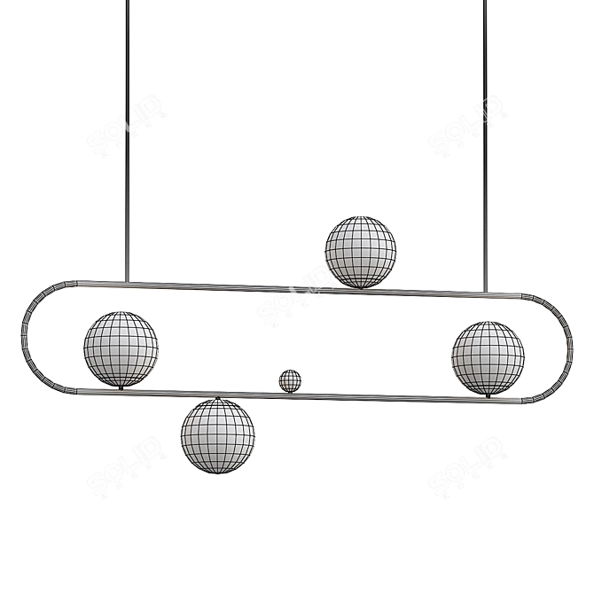 Sleek Black Horizontal Balance Chandelier 3D model image 2