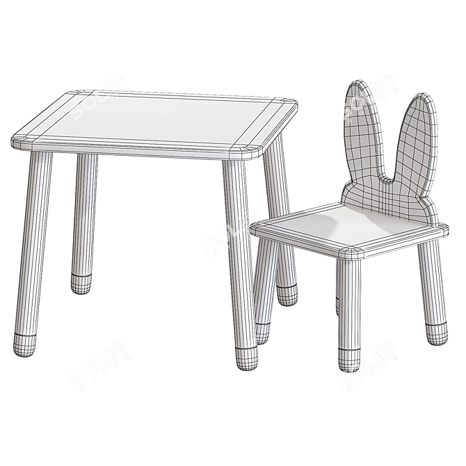 Kids' Table and Chair Set 3D model image 4