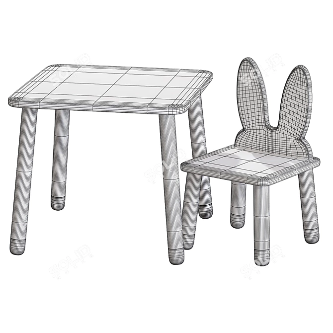 Kids' Table and Chair Set 3D model image 5