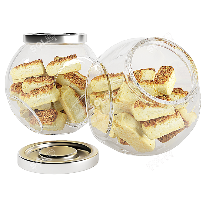 Glass Jar Cookie Storage Container 3D model image 1