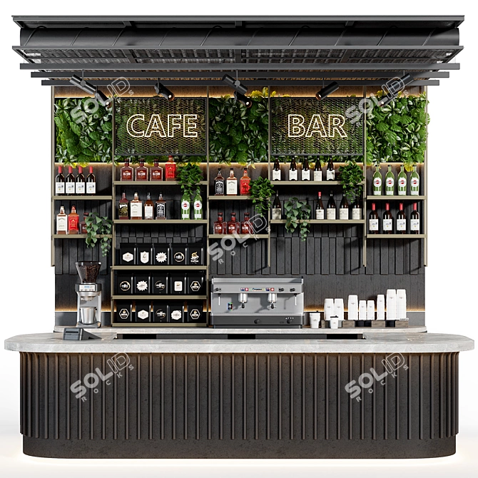 Loft Style Cafe Bar Design 3D model image 1