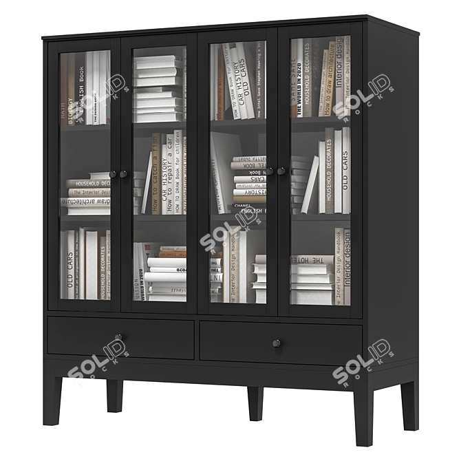 Glass Double-Leaf Cabinet Bookcase Shelf 3D model image 3