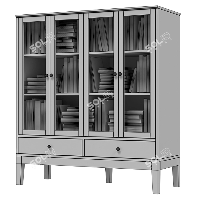 Glass Double-Leaf Cabinet Bookcase Shelf 3D model image 4