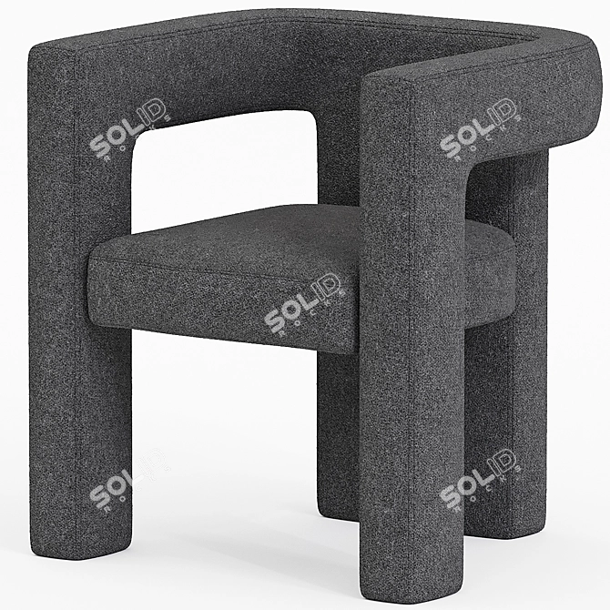 Elegant Black Velvet Chair 3D model image 1