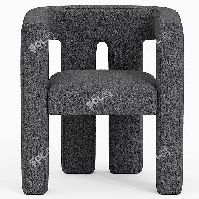 Elegant Black Velvet Chair 3D model image 2