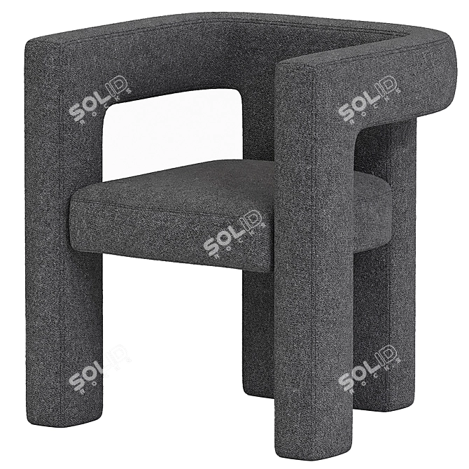 Elegant Black Velvet Chair 3D model image 4