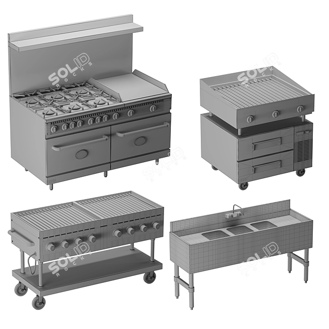 Restaurant Kitchen Equipment Bundle 3D model image 6