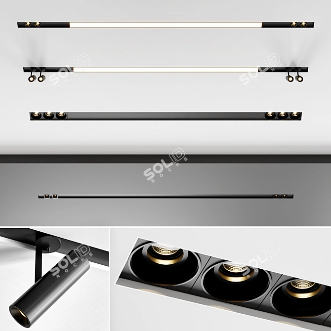 Modern Light Fixture Set Kit 3D model image 1