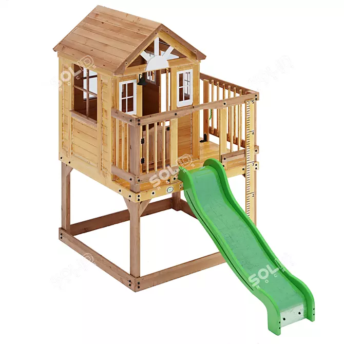 Rustic Charm Wood Playhouse 3D model image 6