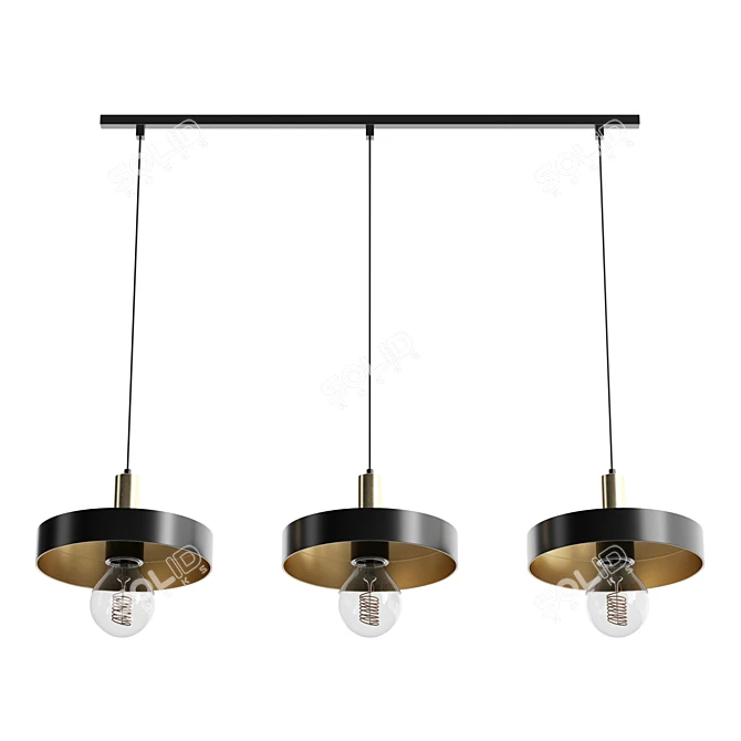 Modern Black and Gold Pendant 3D model image 3