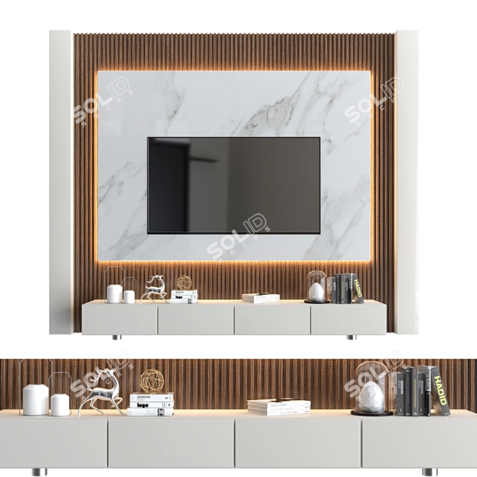 Modern TV Wall Display Unit 3D model image 1