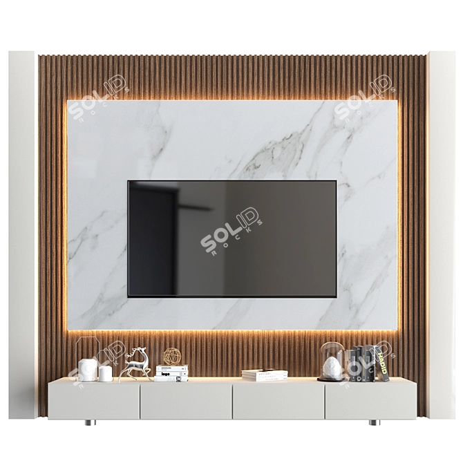 Modern TV Wall Display Unit 3D model image 2