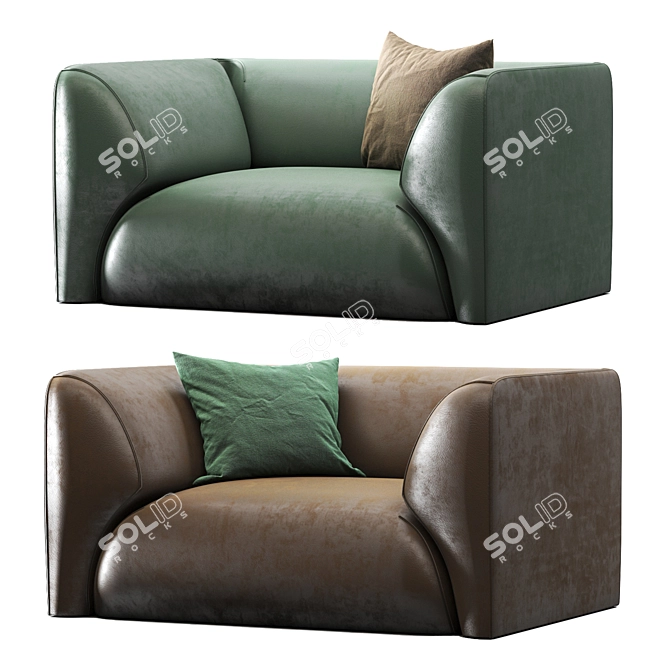 Sophie Leather Armchair by Ferrarini 3D model image 1