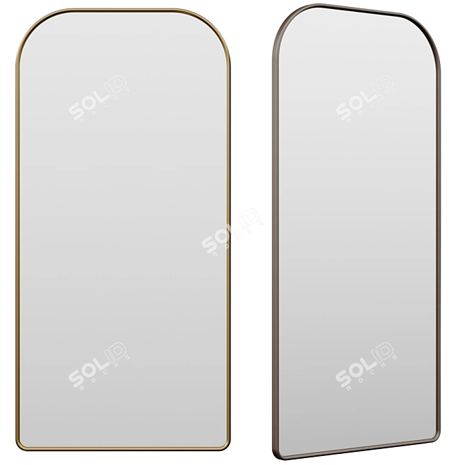 Elegant Gold Floor Mirror 3D model image 1