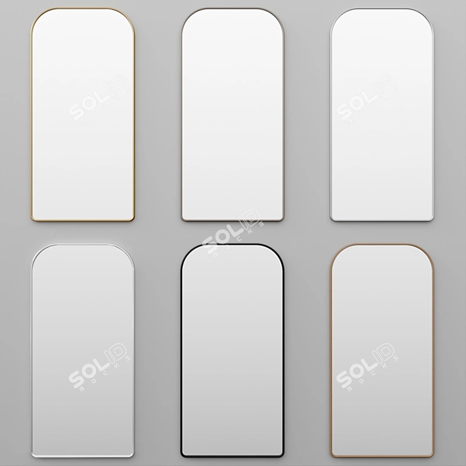 Elegant Gold Floor Mirror 3D model image 4