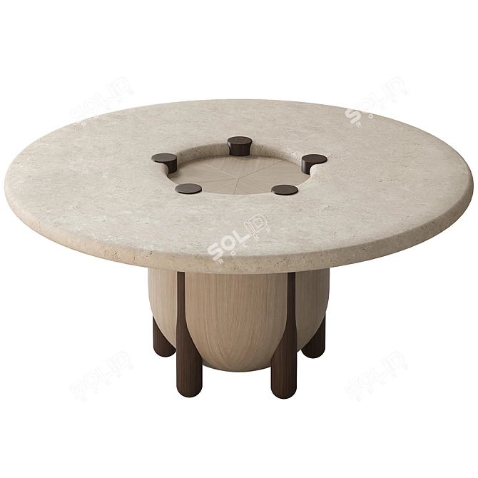 Nova Travertine High Table Ensemble 3D model image 1