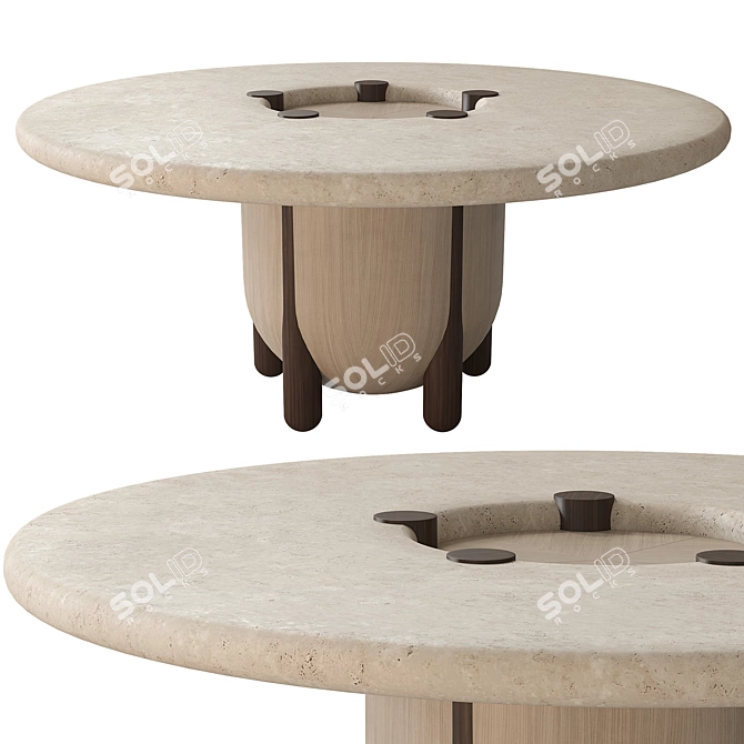 Nova Travertine High Table Ensemble 3D model image 2